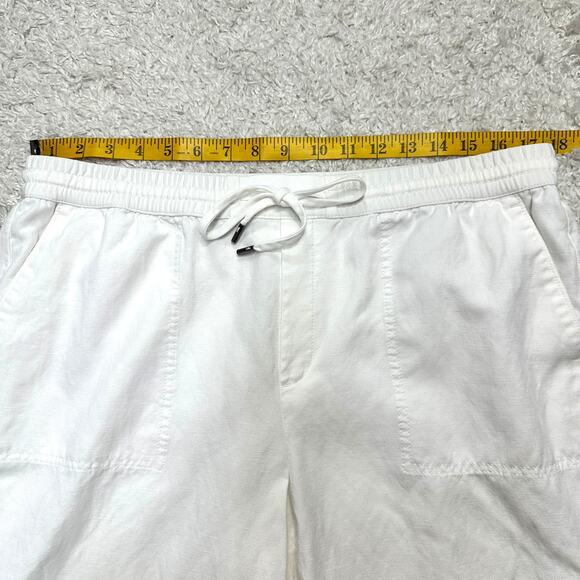 Banana Republic Linen Blend Pull On Drawstring Crop Wide Leg Flowy Pants Sz: L - Picture 4 of 9